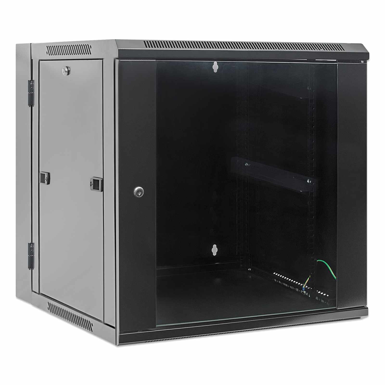 Gabinete mural abatible 19", 9U, Ensamblado - Intellinet México