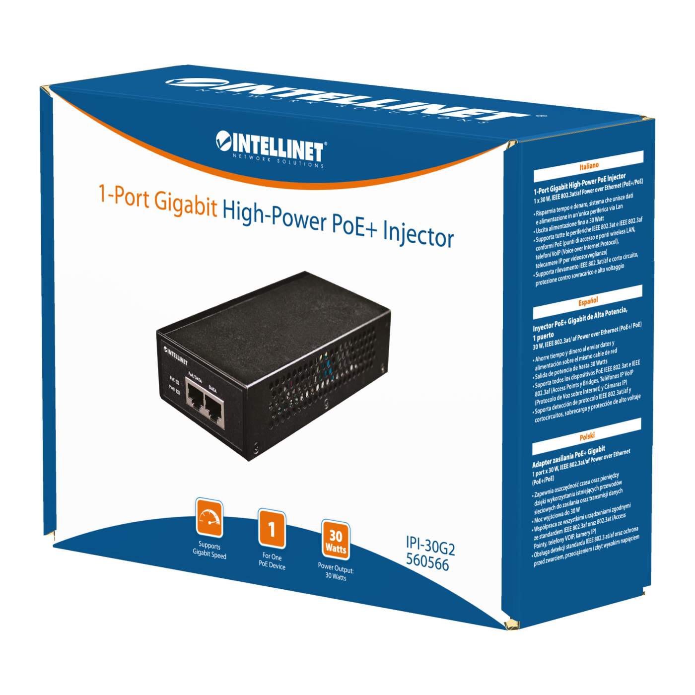 Inyector PoE+ Gigabit de Alta Potencia Packaging Image 2