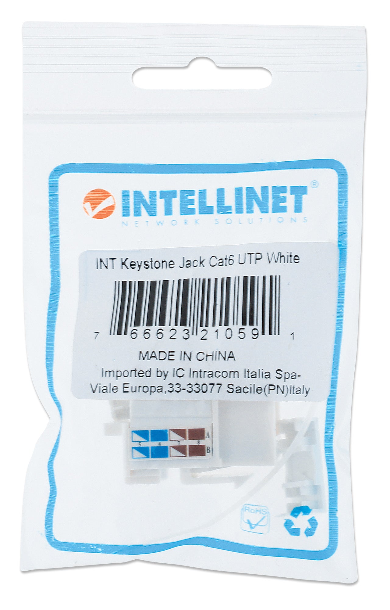 JACK RJ45 CAT6 KEYSTONE DE IMPACTO BLANCO Packaging Image 2
