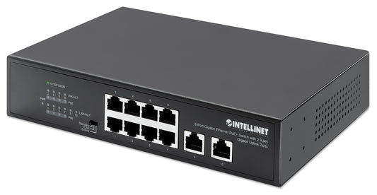 Switch Gigabit con 8 puertos PoE+ y 2 puertos Gigabit RJ45 de enlace ascendente Image 1