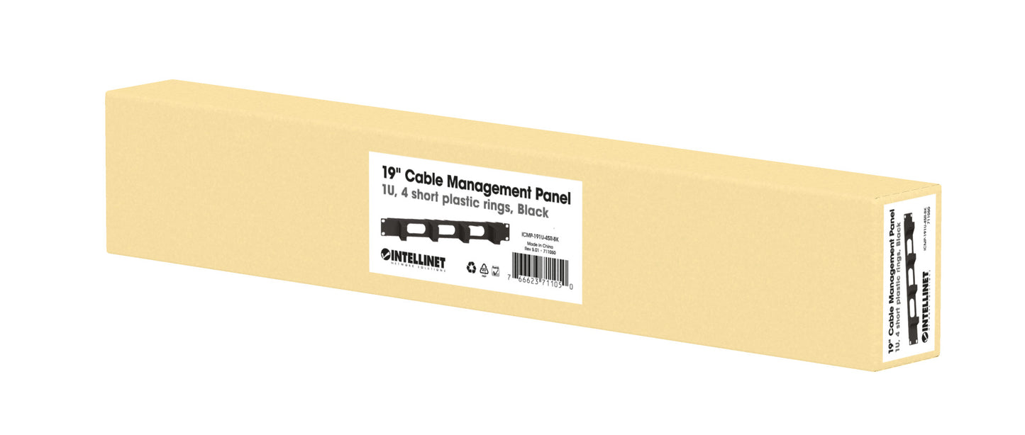 Organizador horizontal de cables 19", 4 anillos cortos Packaging Image 2