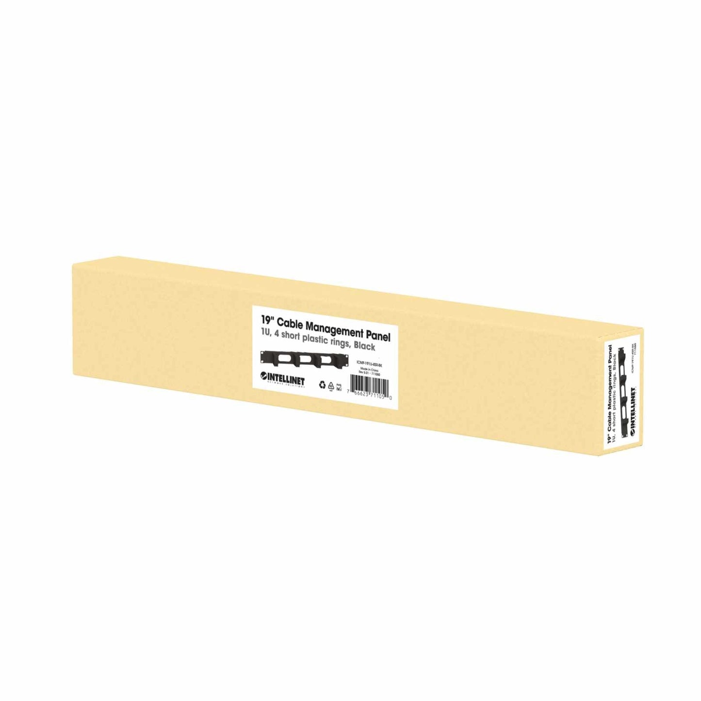 Organizador horizontal de cables 19", 4 anillos cortos - Intellinet México
