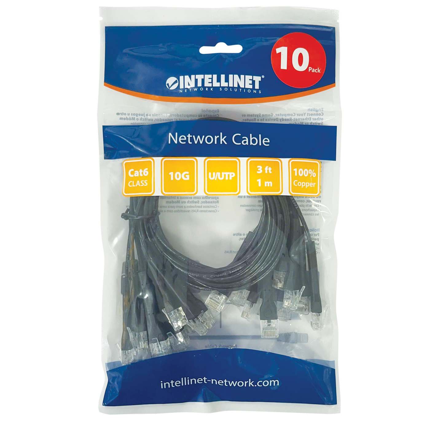 Paquete de 10 cables patch Cat6, FlexyBoot Slim, 0.9 m , U/UTP - Intellinet México