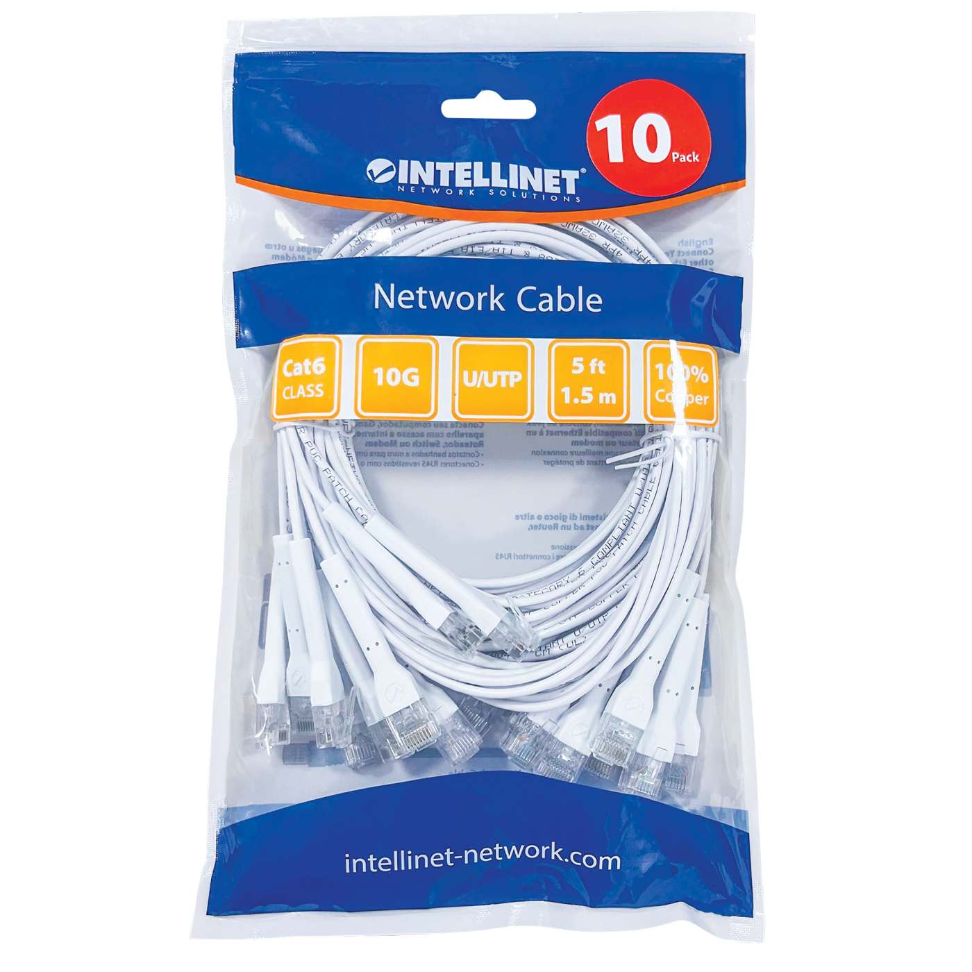 Paquete de 10 cables patch Cat6 FlexyBoot Slim, 1.5 m, U/UTP - Intellinet México
