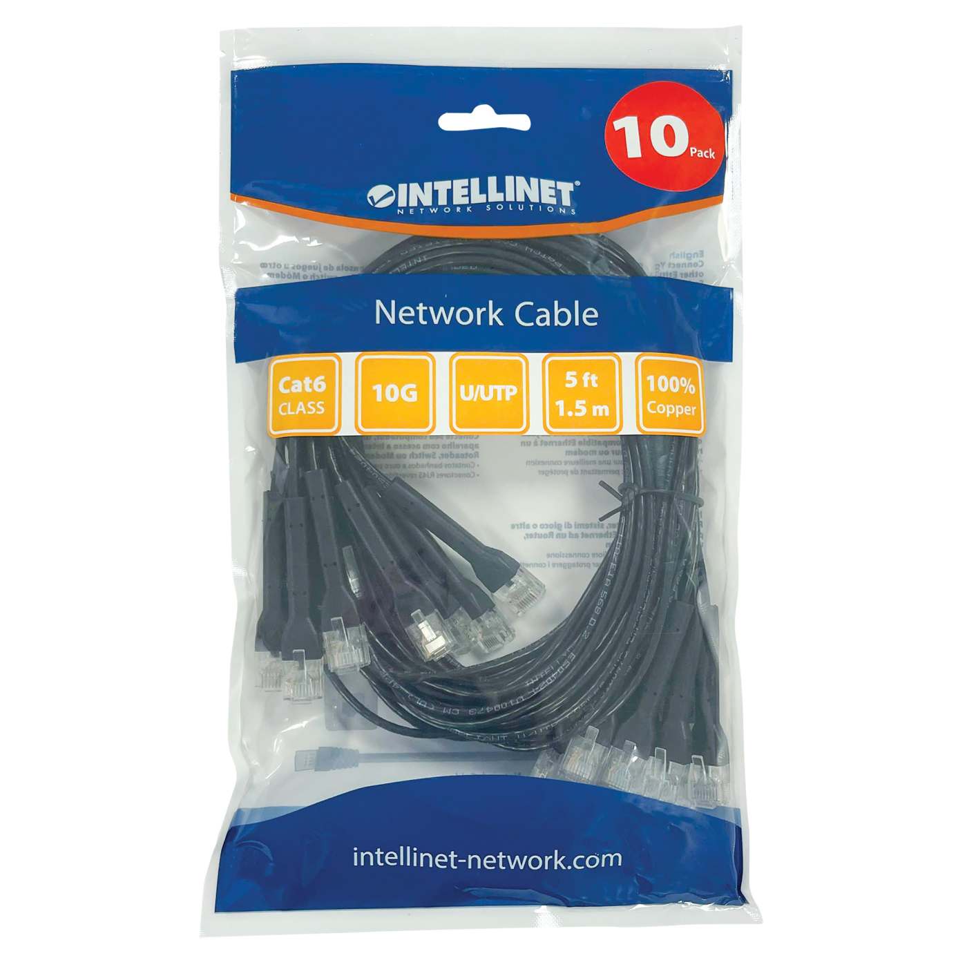 Paquete de 10 cables patch Cat6, FlexyBoot Slim, 1.5 m , U/UTP - Intellinet México