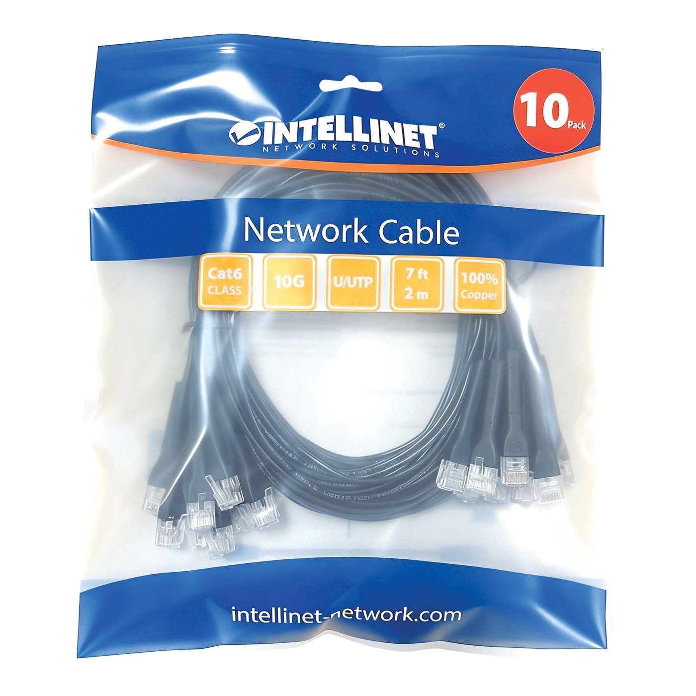 Paquete de 10 cables patch Cat6 FlexyBoot Slim, 2.1 m, U/UTP - Intellinet México