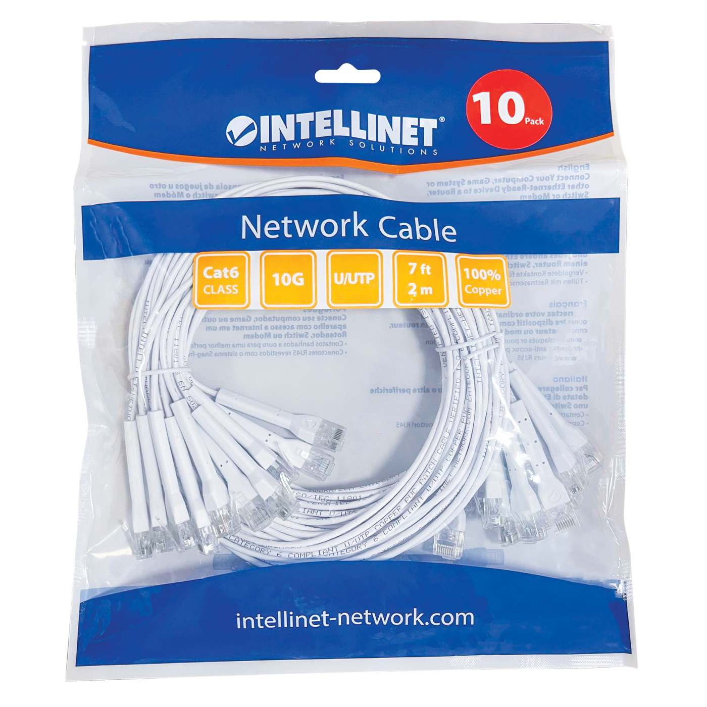 Paquete de 10 cables patch Cat6 FlexyBoot Slim, 2.1m, U/UTP - Intellinet México