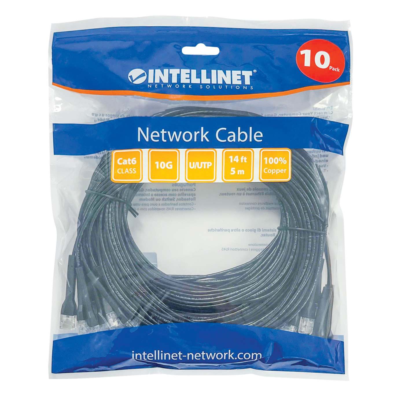 Paquete de 10 cables patch Cat6 FlexyBoot Slim, 4.2 m, U/UTP - Intellinet México