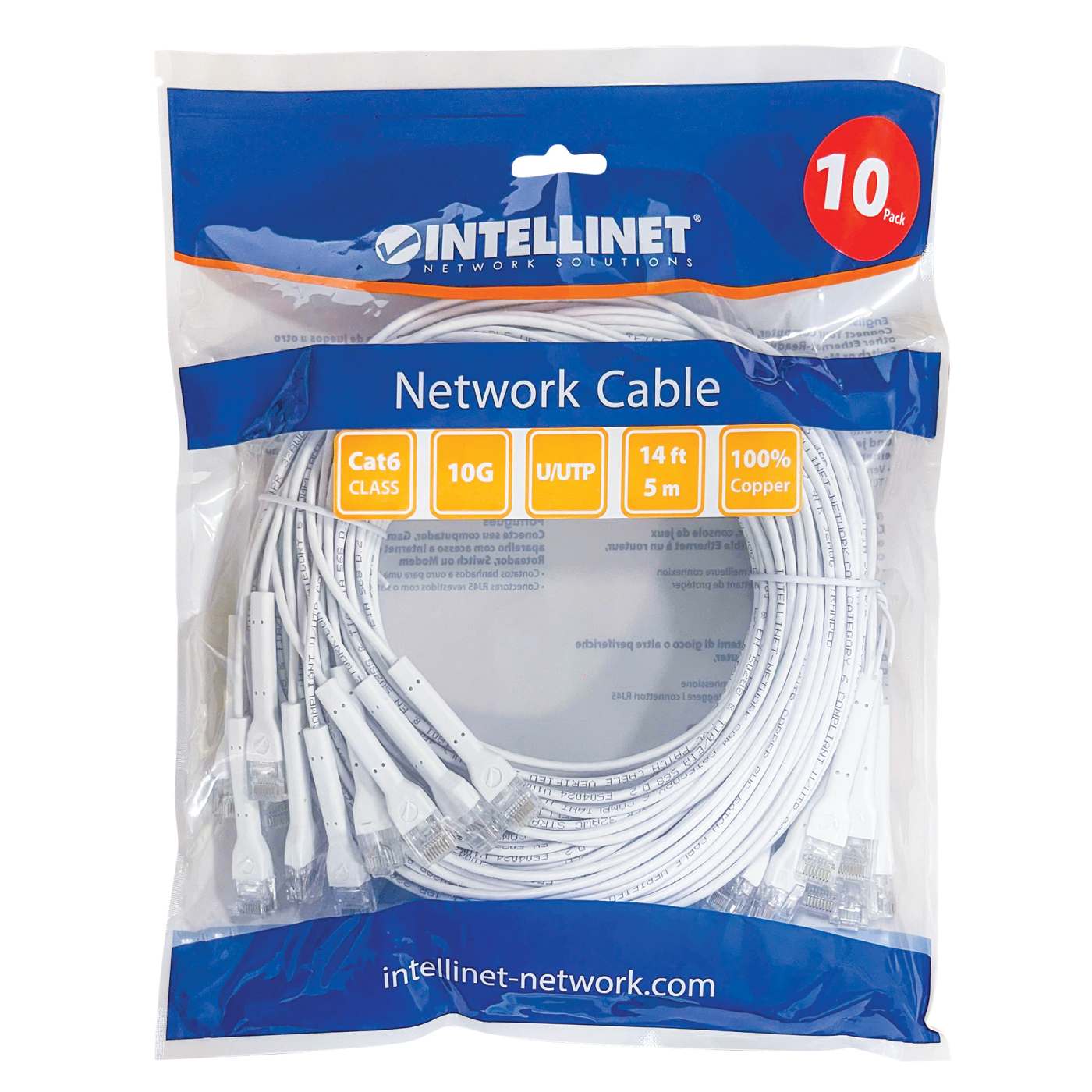 Paquete de 10 cables patch Cat6 FlexyBoot Slim, 4.2 m, U/UTP - Intellinet México