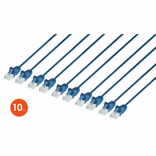 Paquete de 10 cables patch slim Cat6, 0.15 m, U/UTP, Azul - Intellinet México