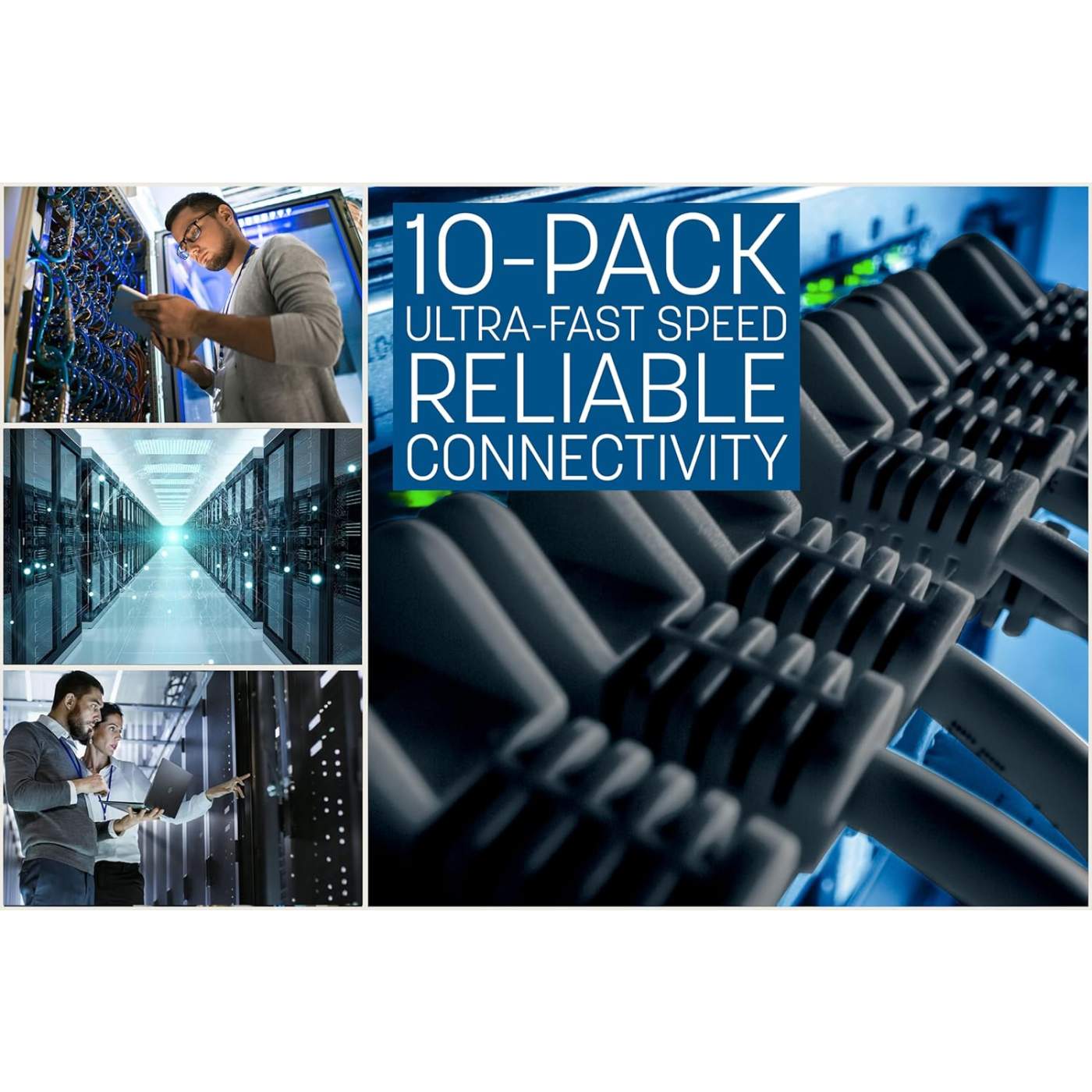 Paquete de 10 cables patch slim Cat6, 0.15 m, U/UTP, Negro - Intellinet México