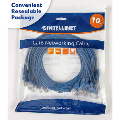 Paquete de 10 cables patch slim Cat6, 0.9 m, U/UTP, Azul - Intellinet México