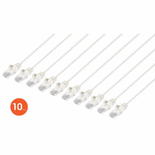 Paquete de 10 cables patch slim Cat6, 1.5 m, U/UTP, Blanco - Intellinet México