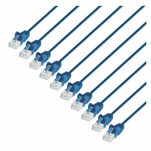 Paquete de 10 cables patch slim Cat6, 3.0 m, U/UTP, Azul - Intellinet México