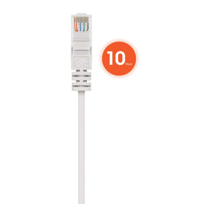 Paquete de 10 cables patch slim Cat6, 3.0 m, U/UTP, Blanco - Intellinet México