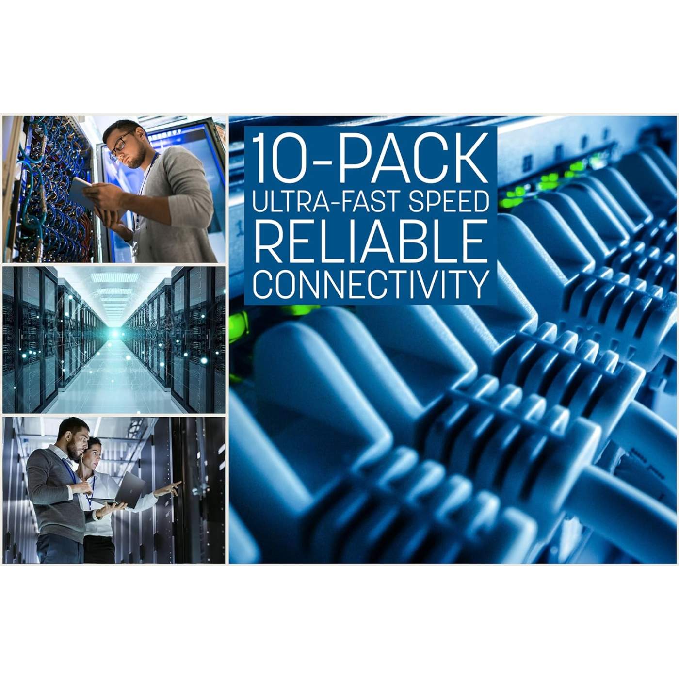Paquete de 10 cables patch slim Cat6, 4.2 m, U/UTP, Azul - Intellinet México