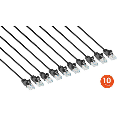 Paquete de 10 cables patch slim Cat6, 6.1 m, U/UTP, Negro - Intellinet México