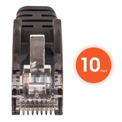 Paquete de 10 cables patch slim Cat6, 0.3 m, U/UTP, Negro Image 6