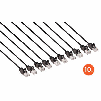 Paquete de 10 cables patch slim Cat6, 0.3 m, U/UTP, Negro Image 3