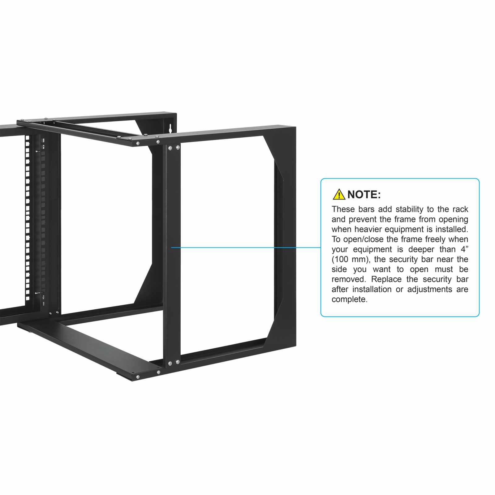 Rack abierto de 19" para montaje en pared, 2 postes, 9U Image 8