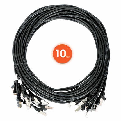 Paquete de 10 cables patch slim Cat6, 0.15 m, U/UTP, Negro Image 8