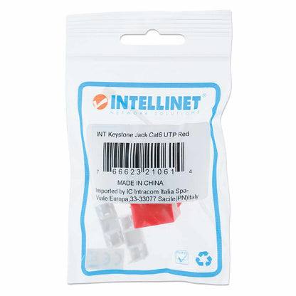 Enchufe Keystone perforado Cat6, rojo Packaging Image 2