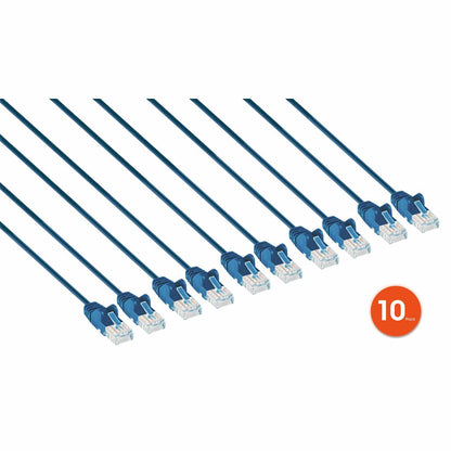 Paquete de 10 cables patch slim Cat6, 0.15 m, U/UTP, Azul Image 2