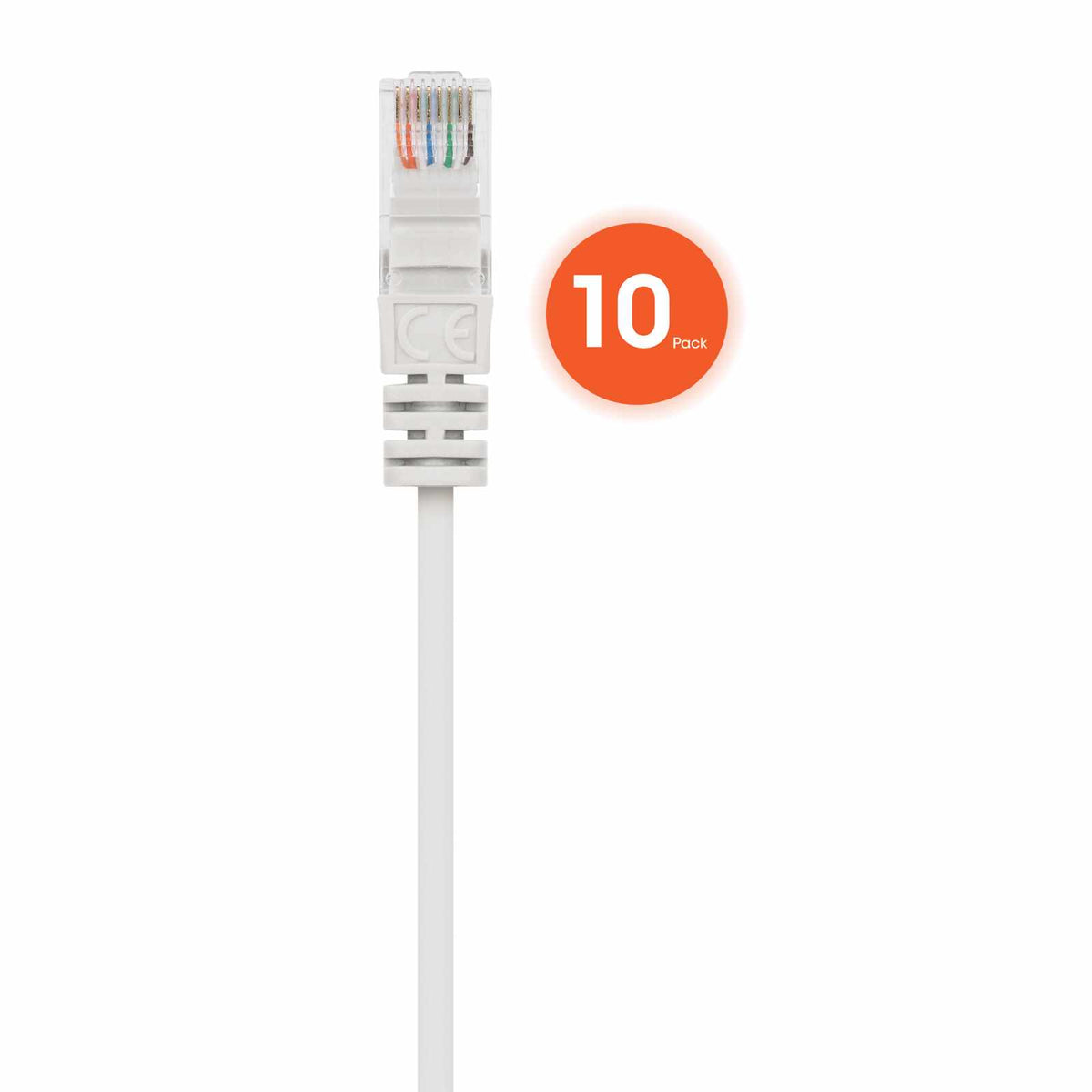 Paquete de 10 cables patch slim Cat6, 0.3 m, U/UTP, Blanco Image 4