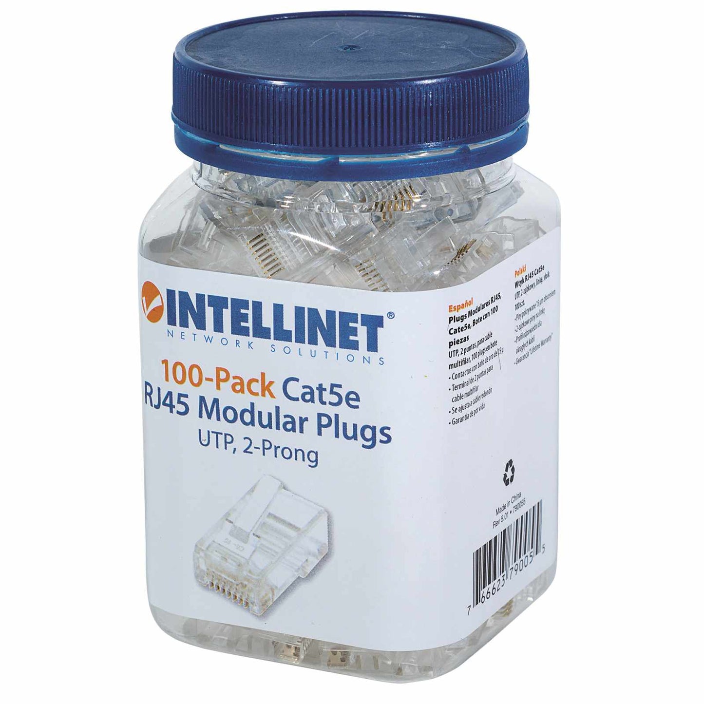 Paquete de 100 conectores modulares Cat5e RJ45 Packaging Image 2