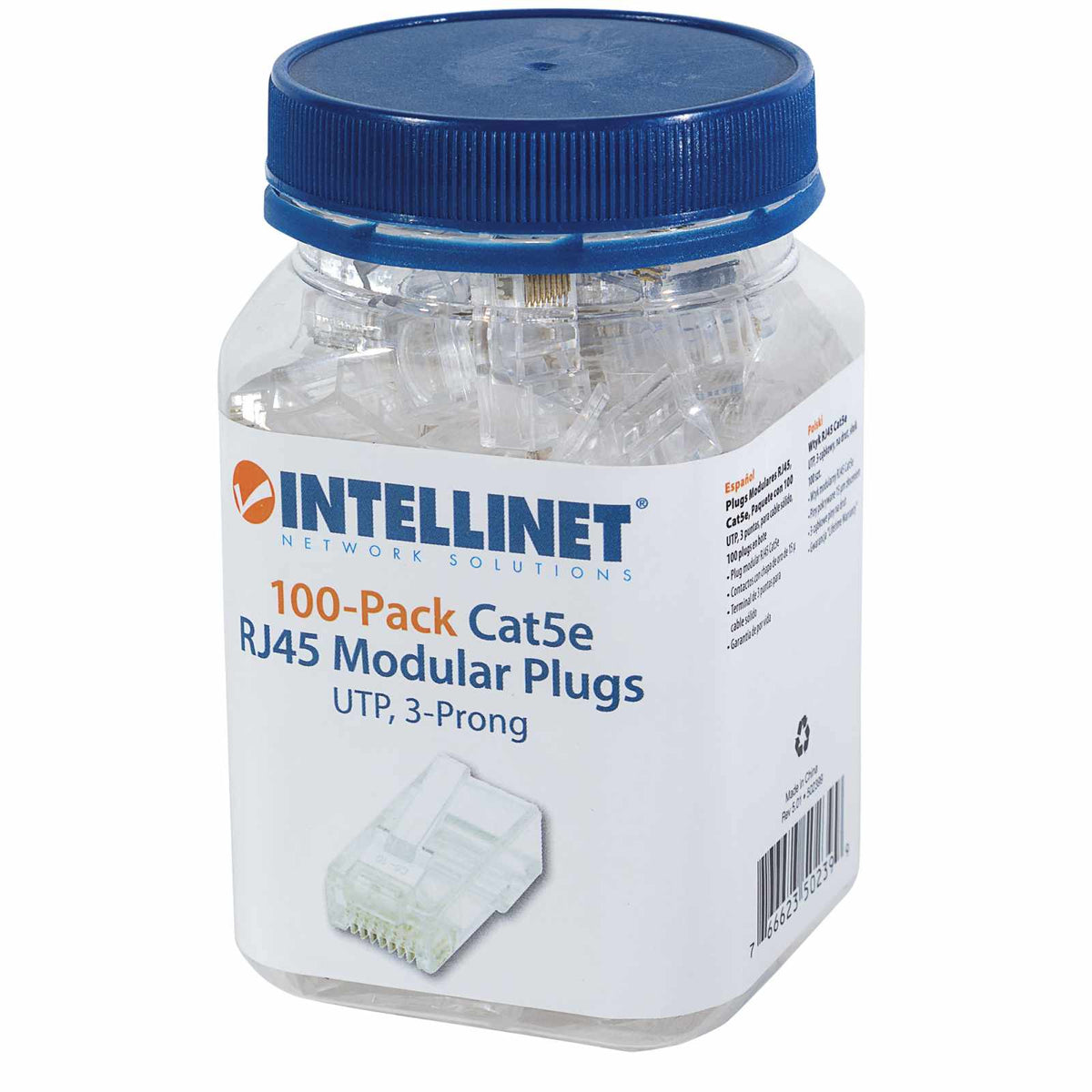PLUG RJ45 CAT5E SOLIDO UTP BOTE 100 PZAS ORO 15-MICRAS Packaging Image 2