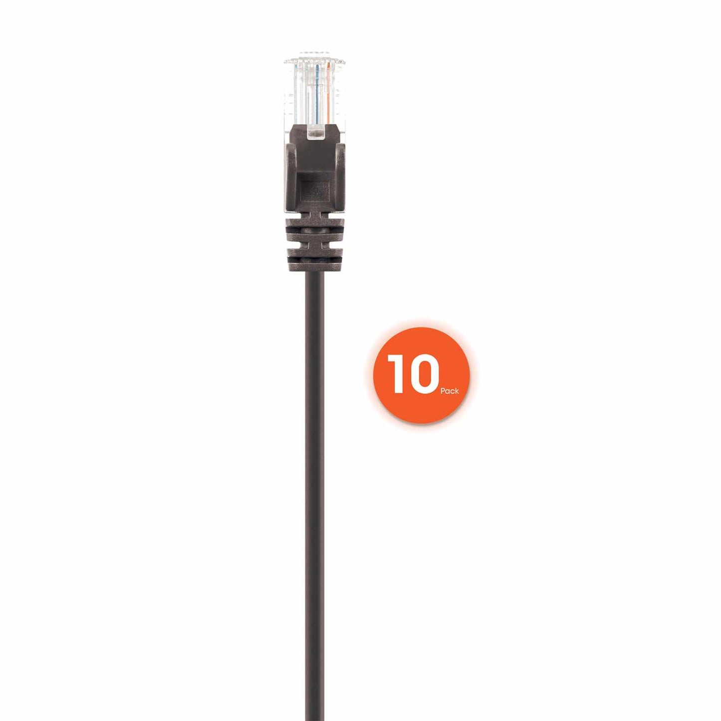 Paquete de 10 cables patch slim Cat6, 0.3 m, U/UTP, Negro Image 5