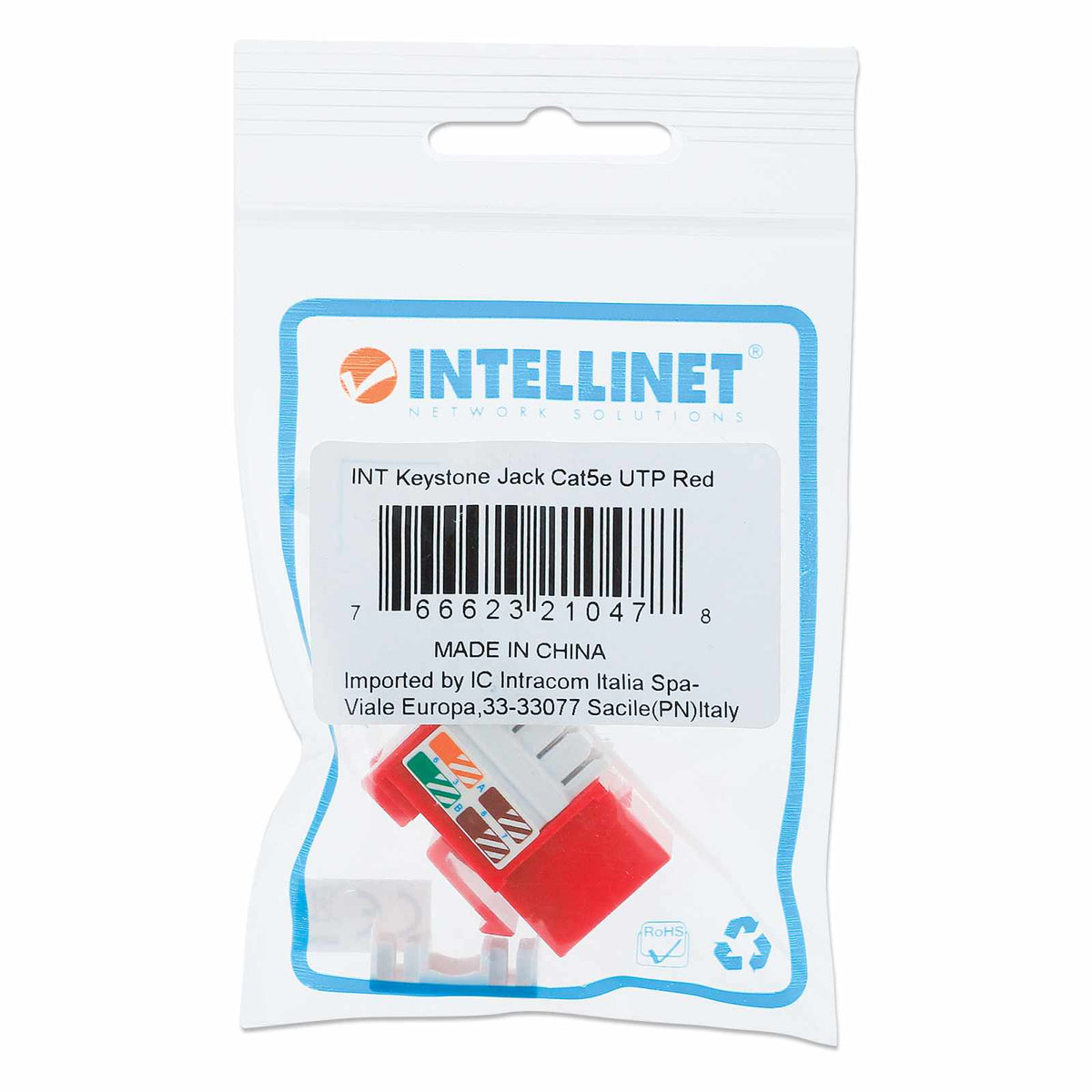 JACK RJ45 CAT5E KEYSTONE DE IMPACTO ROJO Packaging Image 2