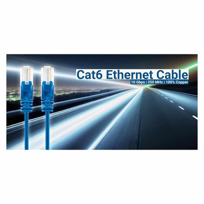 Paquete de 10 cables patch slim Cat6, 3.0 m, U/UTP, Azul Image 3