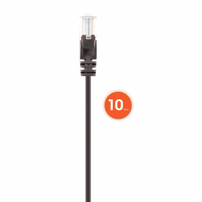 Paquete de 10 cables patch slim Cat6, 0.9 m, U/UTP, Negro Image 5
