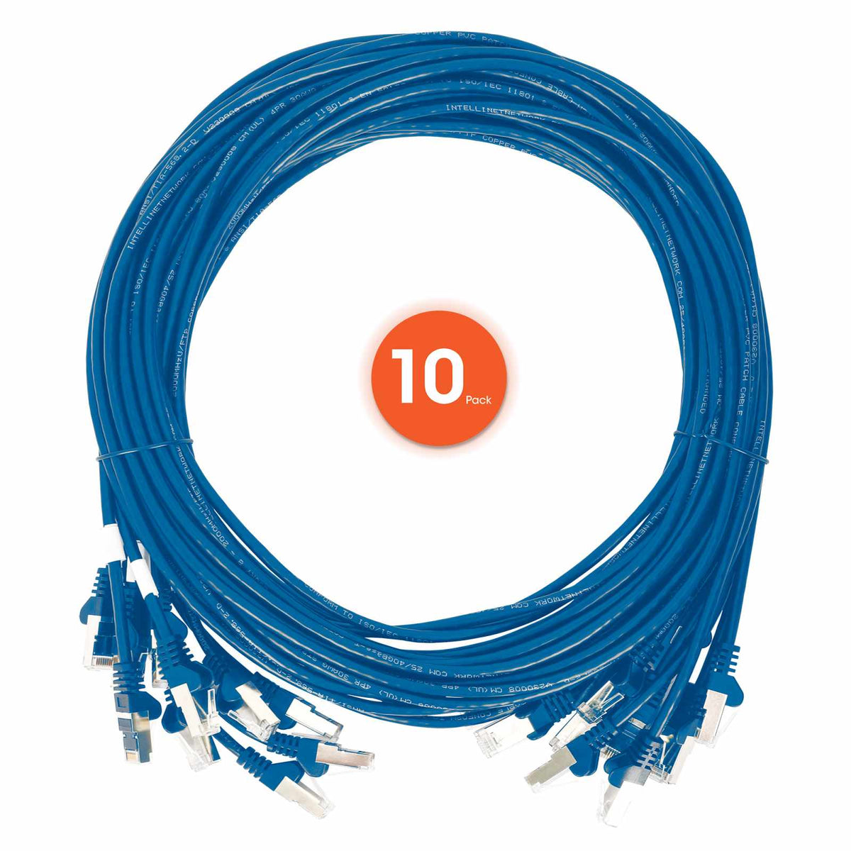 Paquete de 10 cables patch slim Cat6, 0.3 m, U/UTP, Azul Image 7