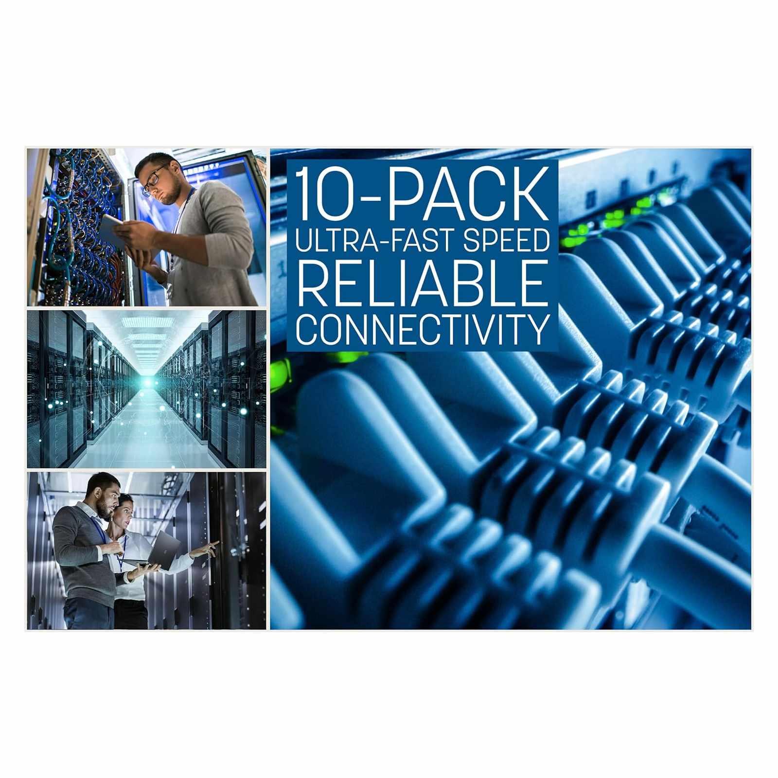 Paquete de 10 cables patch slim Cat6, 2.1 m, U/UTP, Azul Image 4