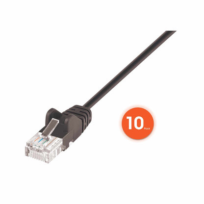 Paquete de 10 cables patch slim Cat6, 0.3 m, U/UTP, Negro Image 4