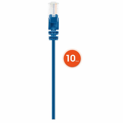 Paquete de 10 cables patch slim Cat6, 0.3 m, U/UTP, Azul Image 4