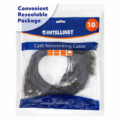 Paquete de 10 cables patch slim Cat6, 0.3 m, U/UTP, Negro Packaging Image 2