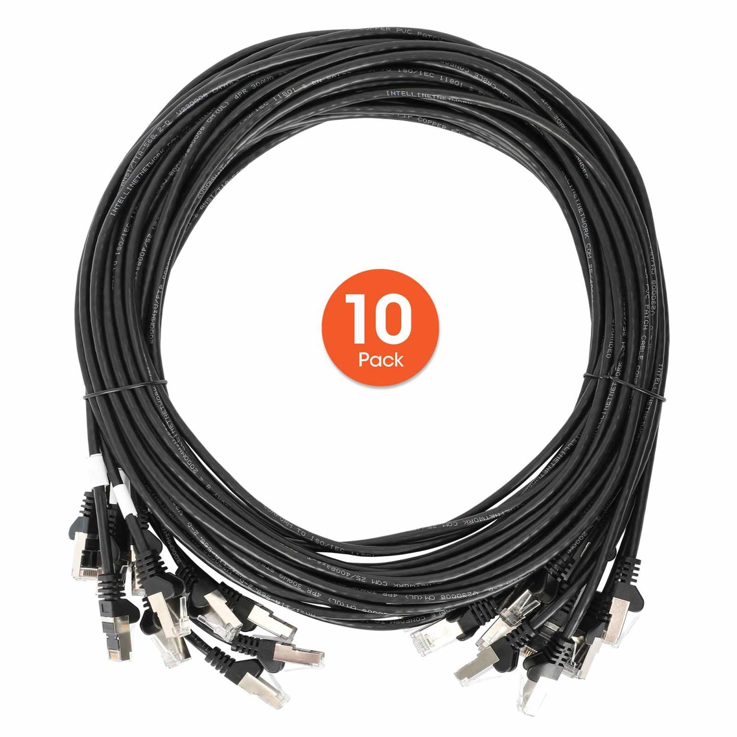 Paquete de 10 cables patch slim Cat6, 6.1 m, U/UTP, Negro Image 8