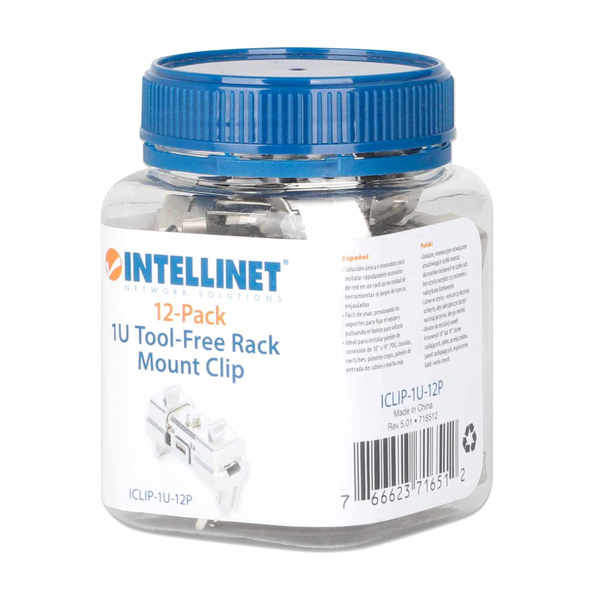 Clip de montaje en rack de 1U sin herramientas, paquete de 12 unidades Packaging Image 2