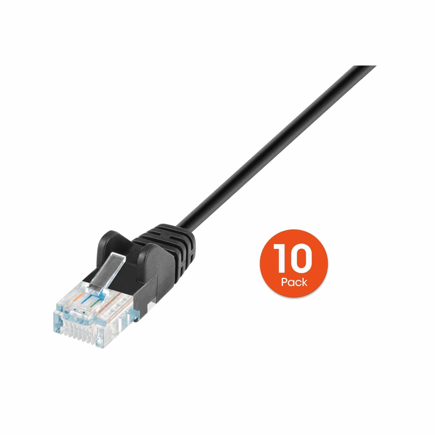 Paquete de 10 cables patch slim Cat6, 6.1 m, U/UTP, Negro Image 4