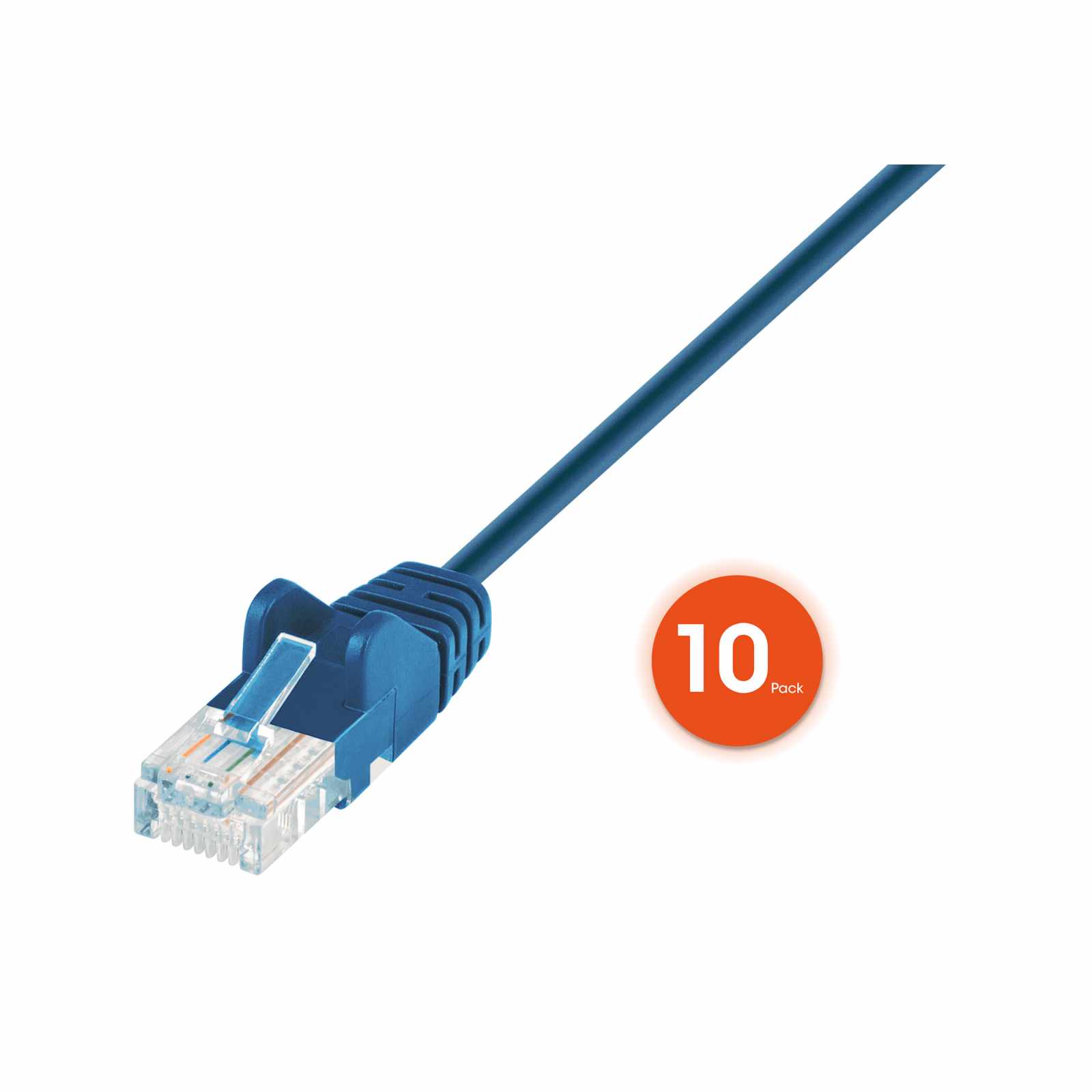 Paquete de 10 cables patch slim Cat6, 0.3 m, U/UTP, Azul Image 3
