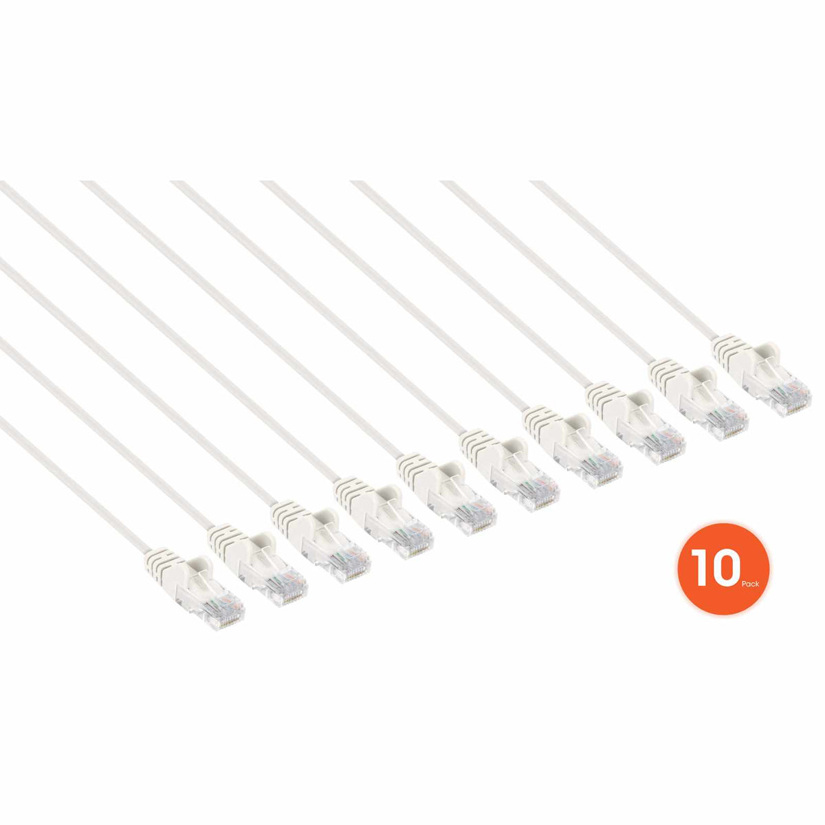 Paquete de 10 cables patch slim Cat6, 1.5 m, U/UTP, Blanco Image 2