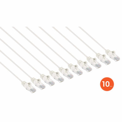 Paquete de 10 cables patch slim Cat6, 1.5 m, U/UTP, Blanco Image 2