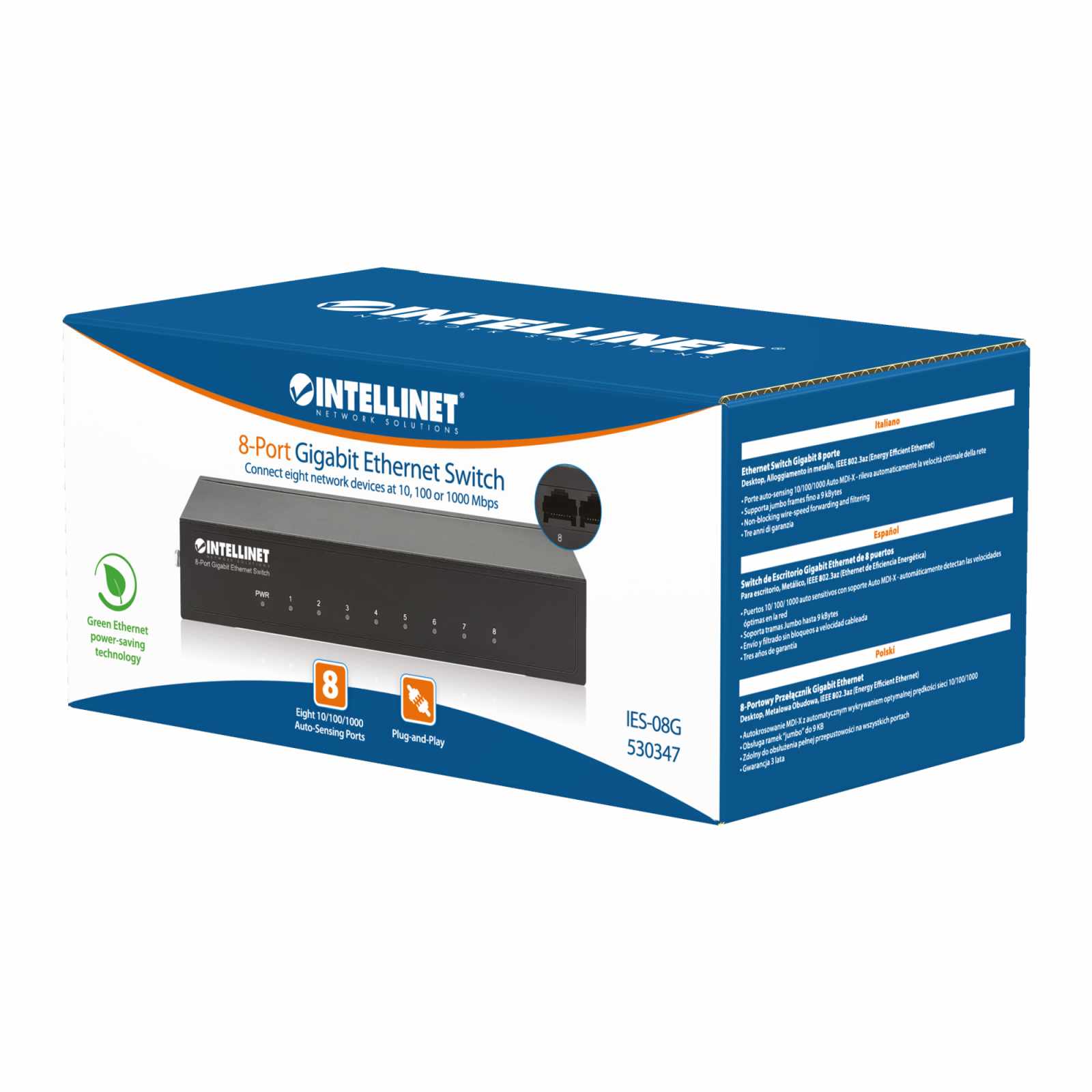 Switch de Escritorio Gigabit Ethernet de 8 puertos Packaging Image 2