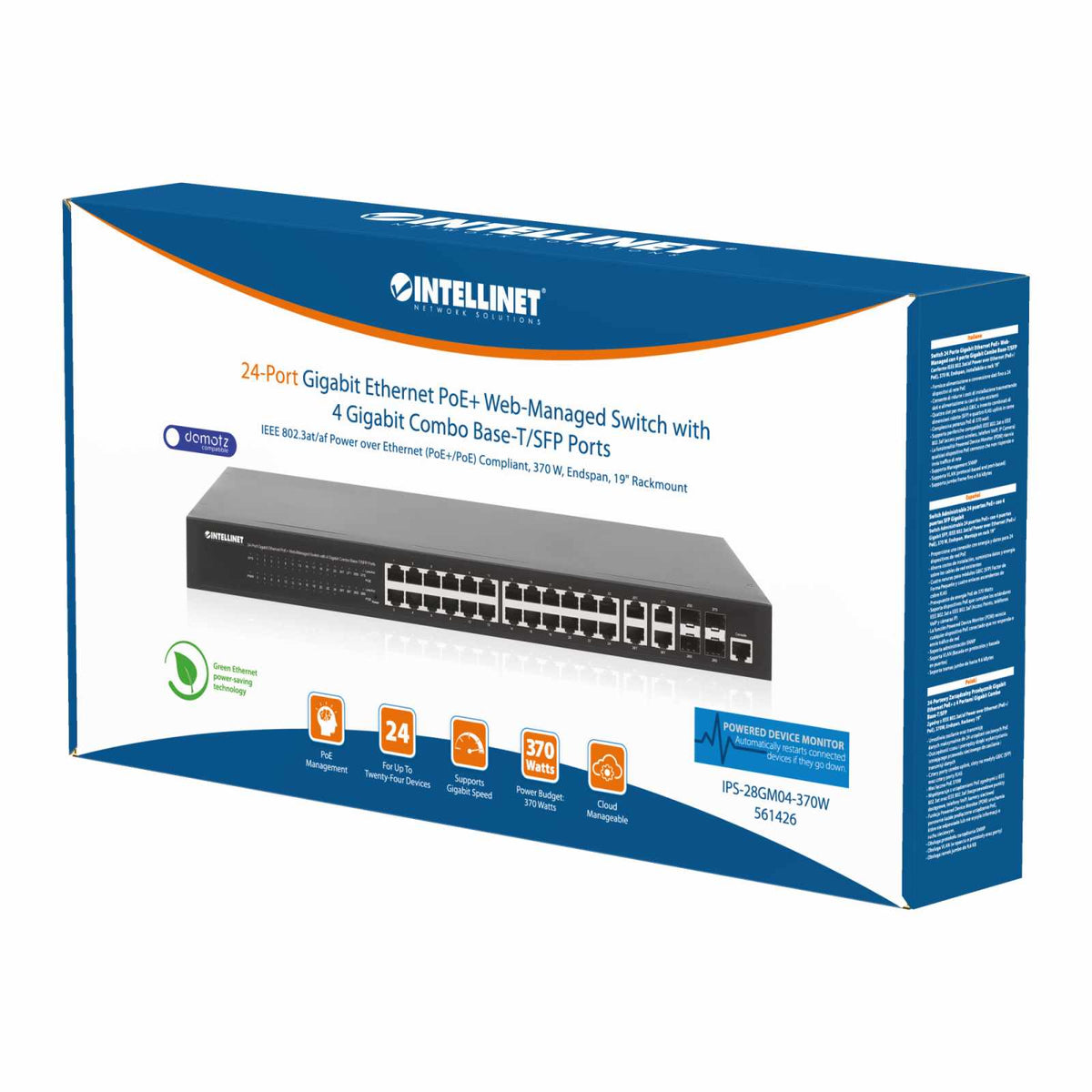 Switch Administrable 24 puertos PoE+ con 4 puertos SFP Gigabit Packaging Image 2