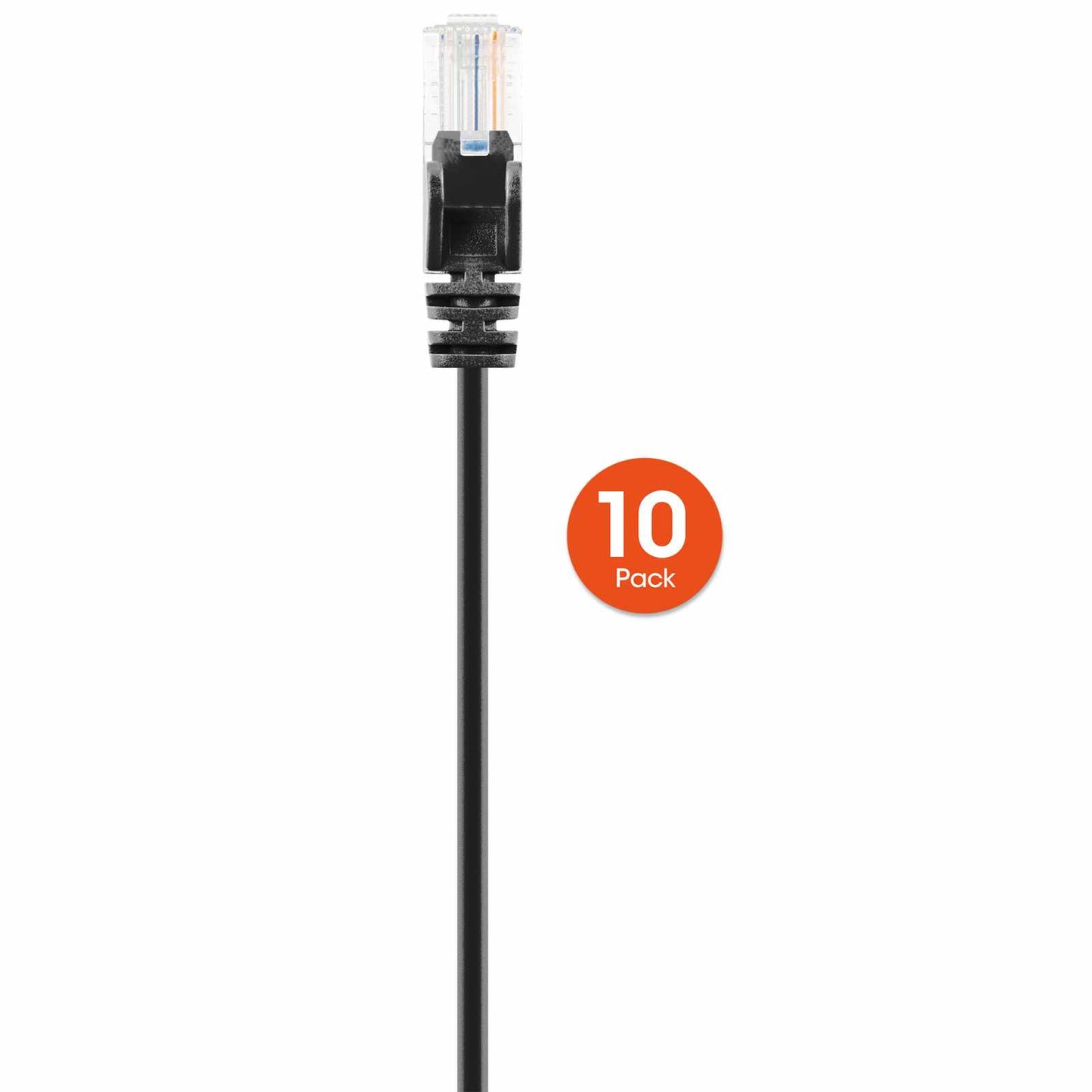 Paquete de 10 cables patch slim Cat6, 6.1 m, U/UTP, Negro Image 5