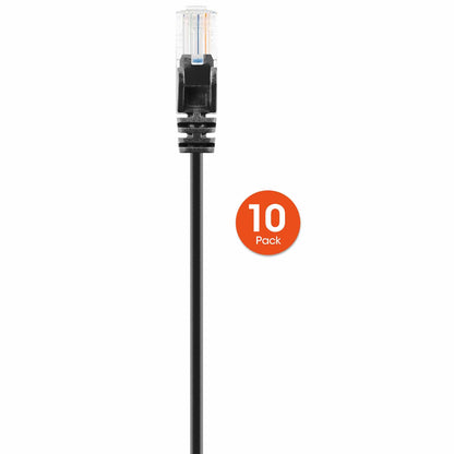 Paquete de 10 cables patch slim Cat6, 6.1 m, U/UTP, Negro Image 5