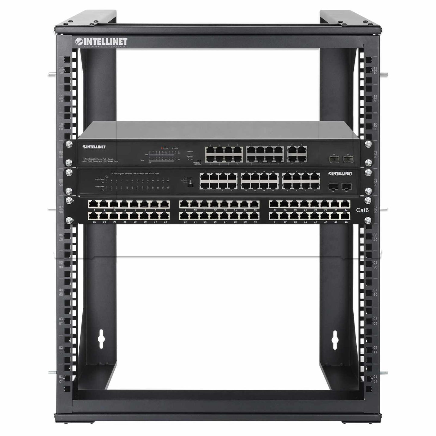 Rack abierto de 19" para montaje en pared, 2 postes, 12U - Intellinet México